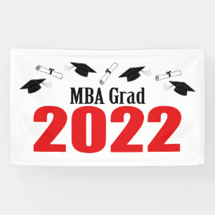 Banderoles MBA Grad 2022 Casquettes Et Diplômes (Rouge)