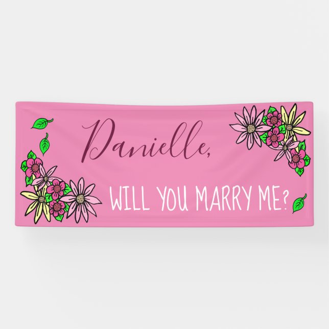 Banderoles Me marie-tu, Floral (Horizontal)