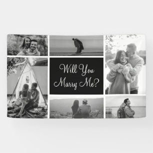 Banderoles Me marie-tu Photo Collage noir et blanc