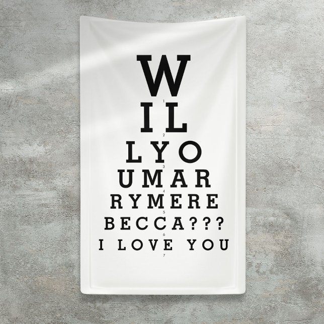 Banderoles Me Marierez-Vous Personnalisé Proposition Opticien (Will You Marry Me Custom Proposal Optician Chart Banner)