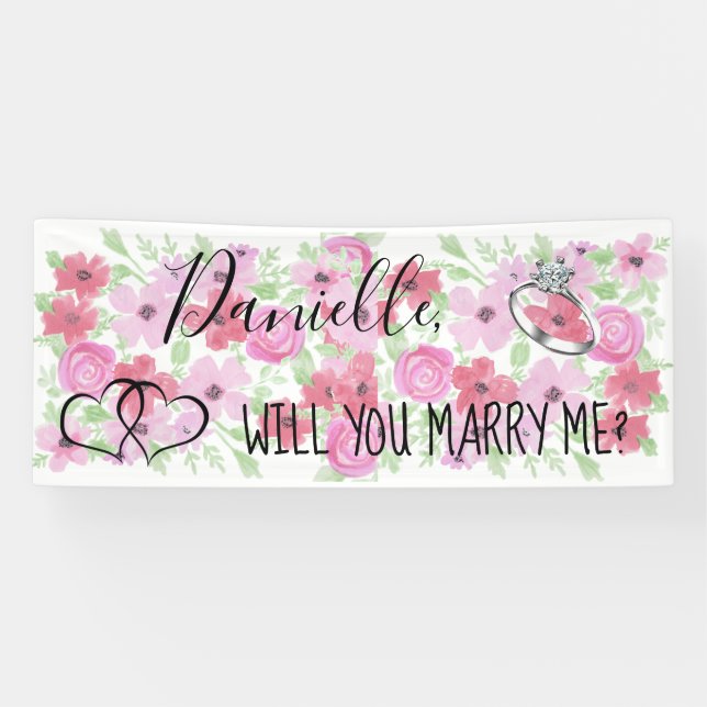 Banderoles Me marierez-vous Romantique Proposition (Horizontal)