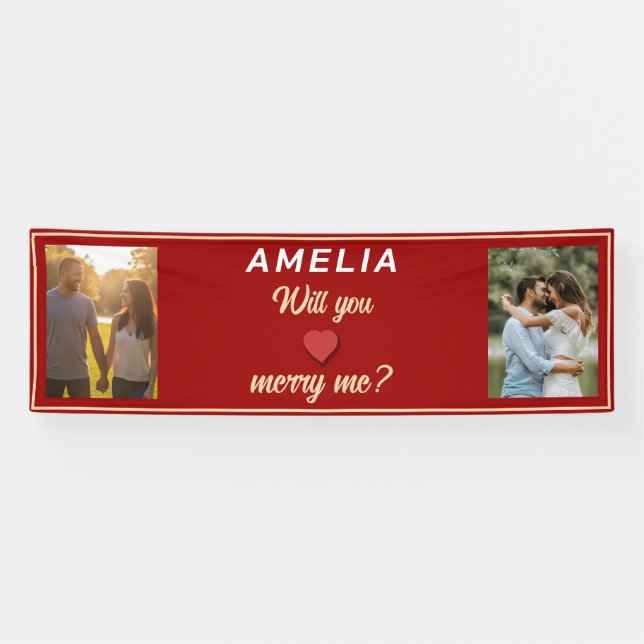 Banderoles Me marierez-vous Romantique Proposition 2 Photo (Horizontal)
