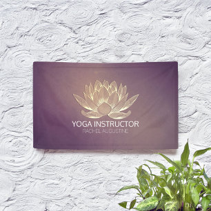 Banderoles Méditation YOGA instructeur Reiki Purple Gold Lotu