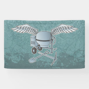 Banderoles Mélangeur de béton bleu-gris