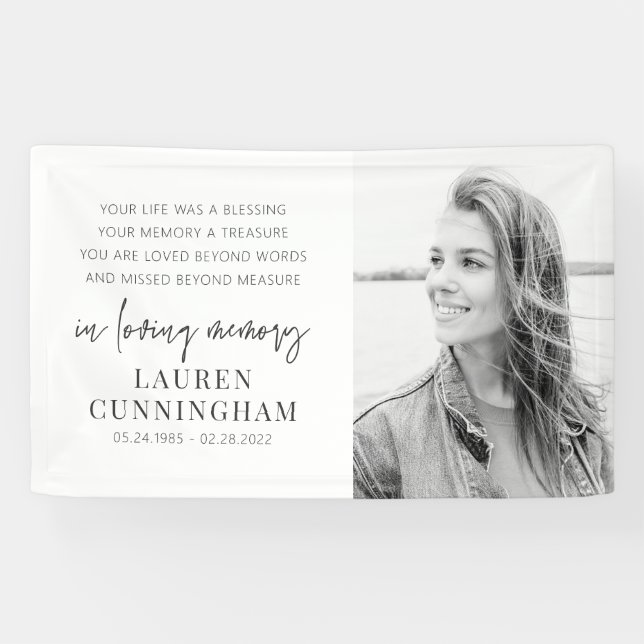Banderoles Memorial Modern Elegant Simple Chic Photo (Horizontal)