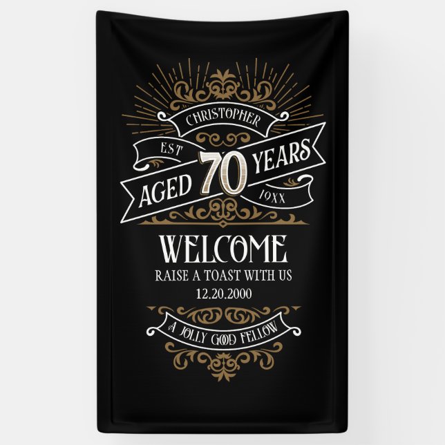 Banderoles Mens Funny Whiskey 70e anniversaire (Vertical)