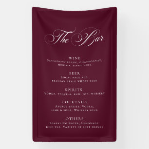 Banderoles Menu de bar de mariage classique en Bourgogne Réce