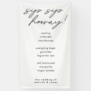Banderoles Menu de la barre de tissu Sip Sip Hooray