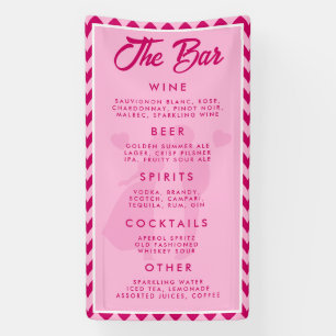 Banderoles Menu de mariage en chevron rose blush pour récepti