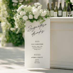 Banderoles Menu des boissons de signature minimaliste noir et