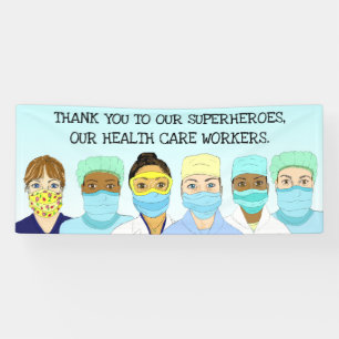 Banderoles Merci à nos superhéros des travailleurs de la sant