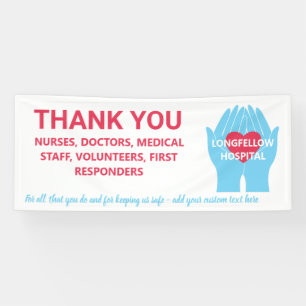Banderoles Merci Infirmières Médecins Aide Mains Texte Person