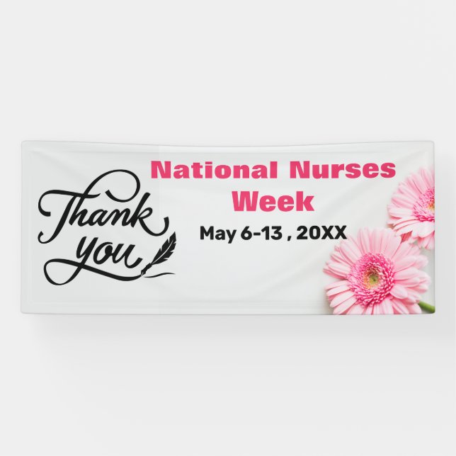 Banderoles Merci Pink Daisy Semaine nationale des infirmières (Horizontal)