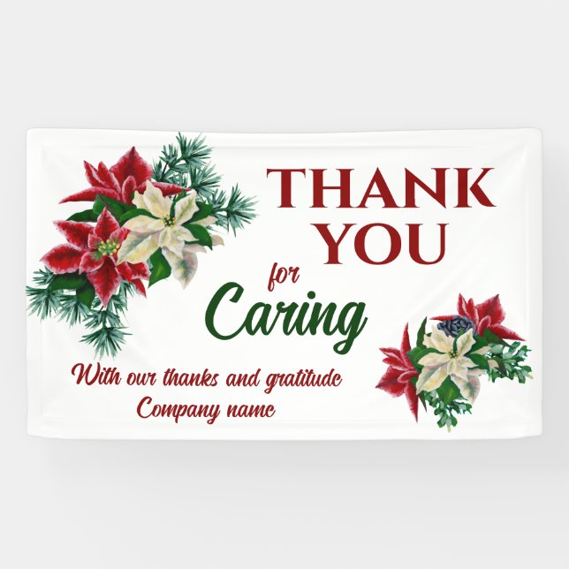 Banderoles Merci pour le soin Floral Poinsettia (Horizontal)