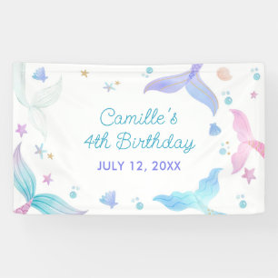 Banderoles Mermaid Girl 4e fête d'anniversaire