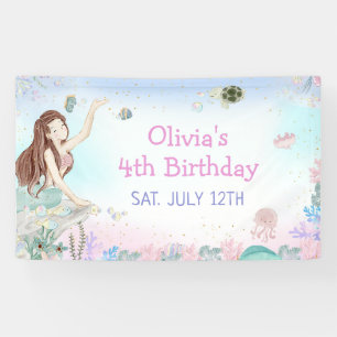Banderoles Mermaid Girl 4e fête d'anniversaire