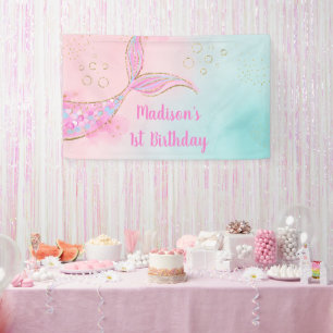 Banderoles Mermaid Pink Gold Anniversaire