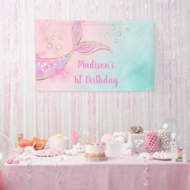 Banderoles Mermaid Pink Gold Anniversaire (Fête)