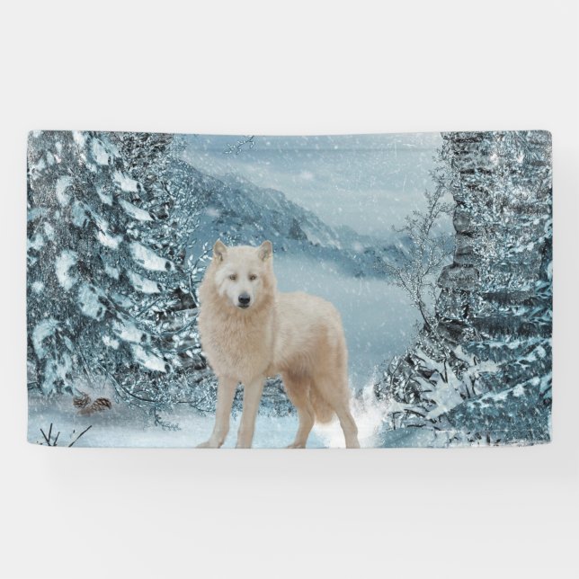 Banderoles Merveilleux loup blanc (Horizontal)