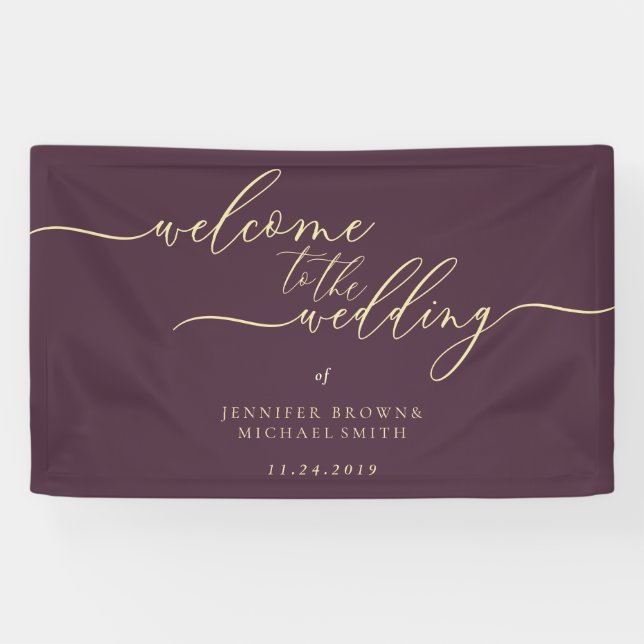 Banderoles Midnight Fig & Champagne Welcome to the Wedding (Horizontal)
