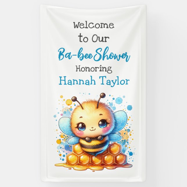 Banderoles Miel abeille thème Baby shower de garçon Bienvenue (Vertical)
