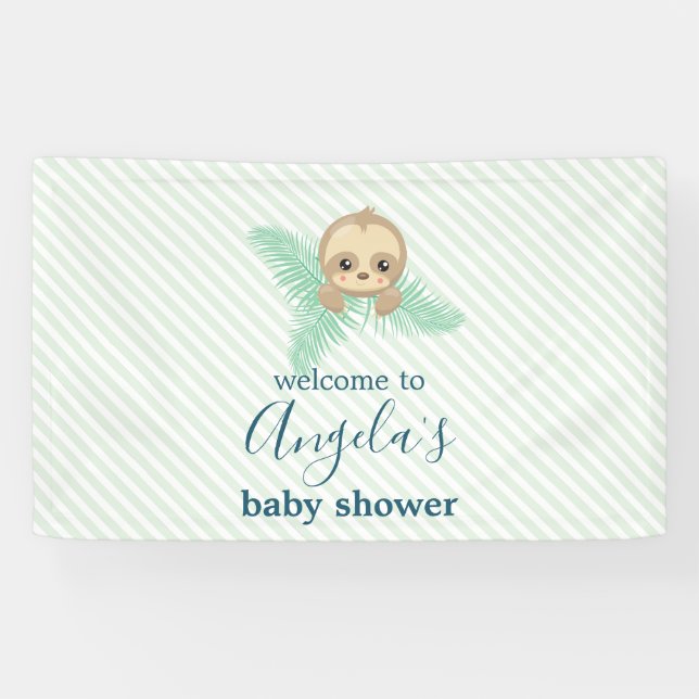 Banderoles Mignal Genre Neutre Vert bébé Baby shower de la fe (Horizontal)
