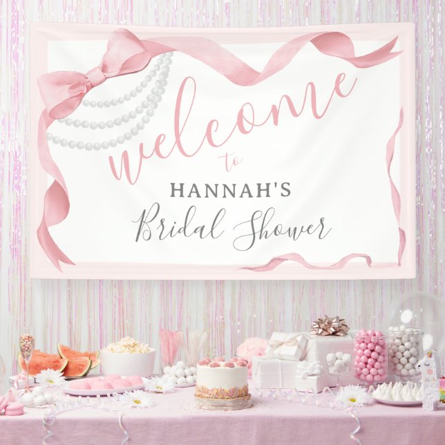 Banderoles Mignardise Rose et Perles Mariage Moderne Shower (Fête)