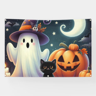 Banderoles Mignonne, citrouille d'Halloween, chat & fantôme