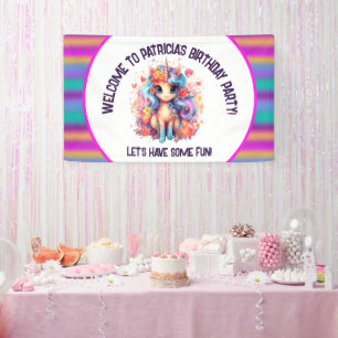 Banderoles mignonne filles Joyeux Anniversaire licorne