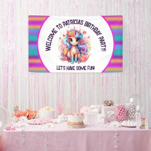 Banderoles mignonne filles Joyeux Anniversaire licorne (Fête)