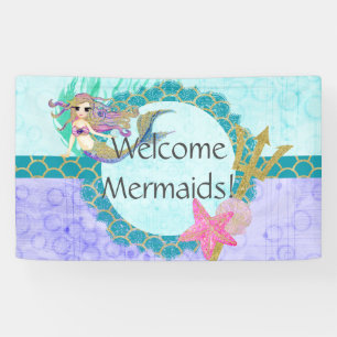 Banderoles Mignonne Sirène Bienvenue Mermaies fête d'annivers