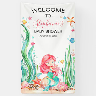 Banderoles Mignonne sirène d'aquarelle sous le Baby shower m