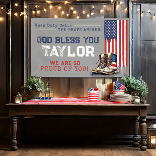 Banderoles Militaire US Flag GRAY Partir Farewell Party