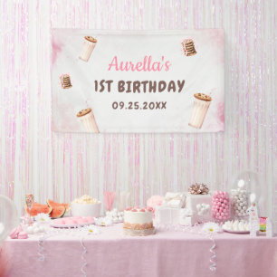 Banderoles Milk et biscuits Fille Premier anniversaire Fête