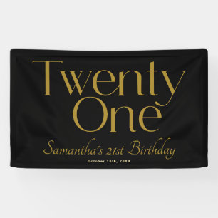 Banderoles Mini Elegant Black Gold 21ème anniversaire