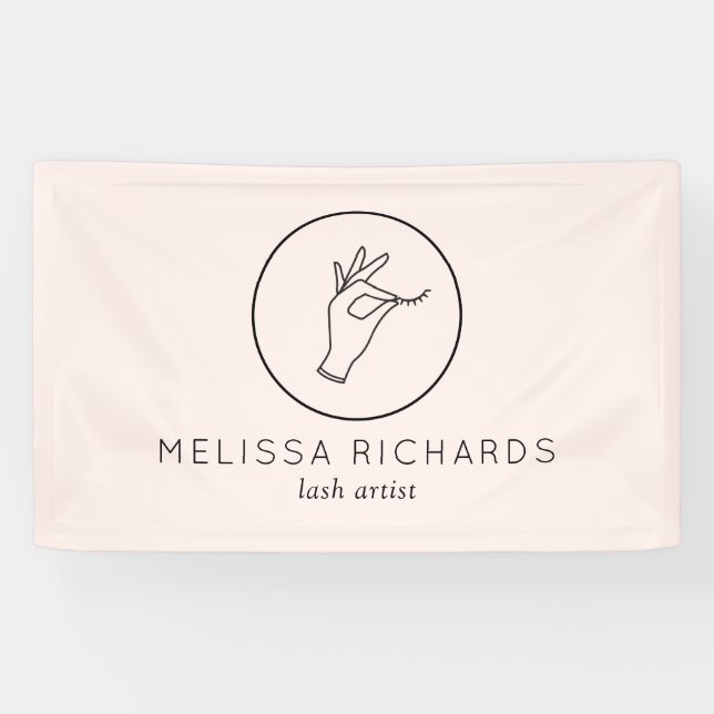 Banderoles Mini main et cils Logo maquillage Artiste rose (Horizontal)