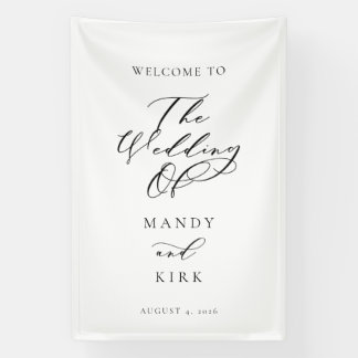 Banderoles Minimalist Script Wedding Welcome Sign Banner