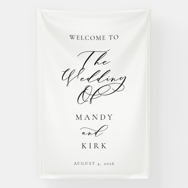 Banderoles Minimalist Script Wedding Welcome Sign Banner (Verticale)