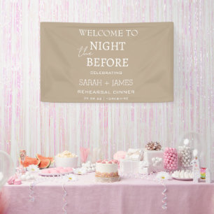 Banderoles Minimaliste Taupe la nuit avant Mariage d'accueil