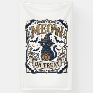 Banderoles Minou ou traiter Chat Halloween Chat Fantomatique 