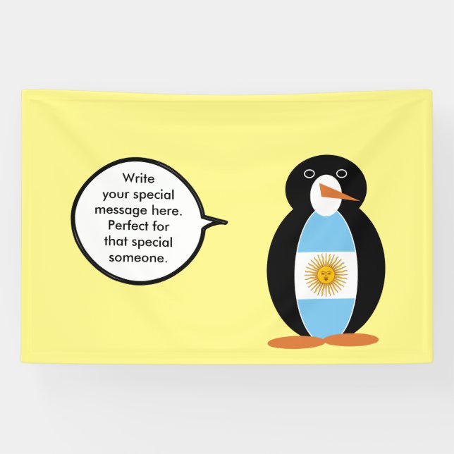 Banderoles Mme Pingouin Drapeau Argentin Parle (Horizontal)