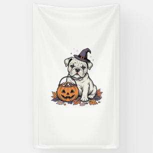 Banderoles Modèle de citrouille bouledogue Halloween gravé vi