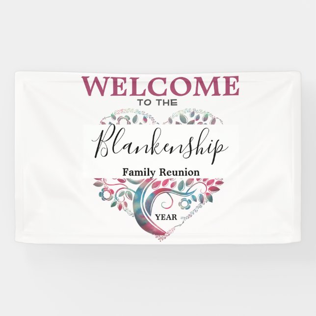 Banderoles Modèle de réunion de famille en forme de coeur (Horizontal)