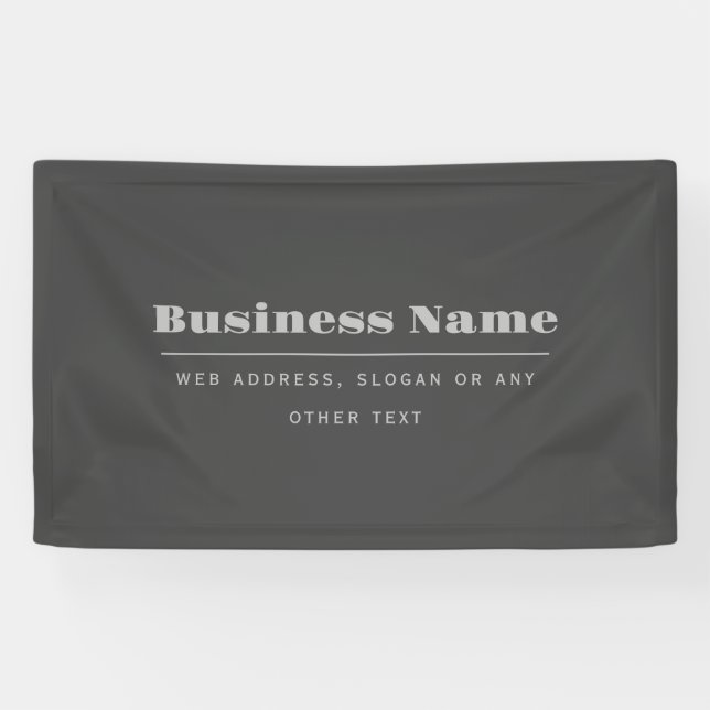 Banderoles Modèle de texte rétro-modern éditable | Gris foncé (Horizontal)