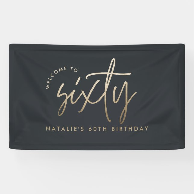 Banderoles Modern 60th birthday simple stylish elegant script (Horizontal)