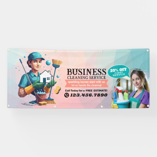 Banderoles Modern House Cleaning Maid Service Housekeeping (Horizontal)