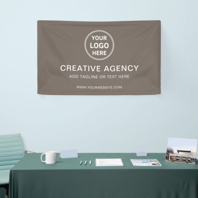 Banderoles Modern Minimal Custom Logo Taupe Business Branding (Salon professionnel)