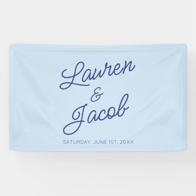 Banderoles Modern Minimal Minimalist Blue Wedding (Horizontal)