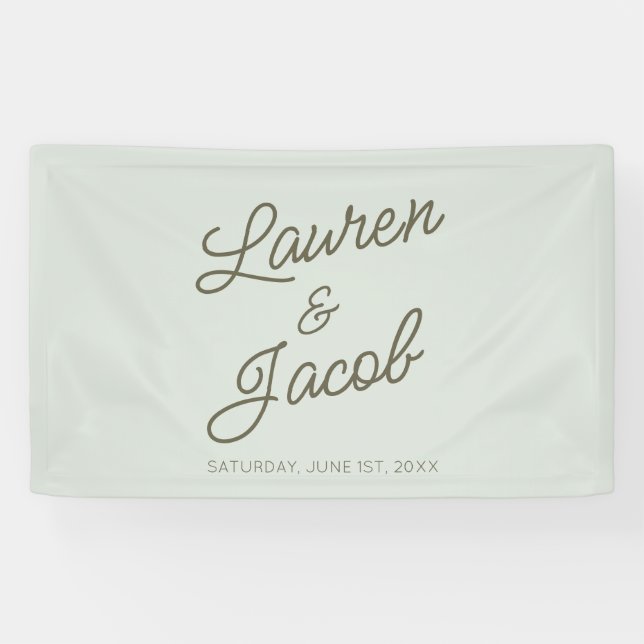 Banderoles Modern Minimal Minimalist Green Wedding (Horizontal)
