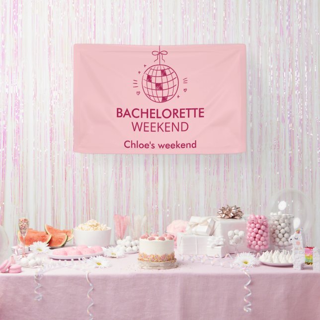 Banderoles Modern Minimalist Bachelorette Weekend | Pink  (Fête)